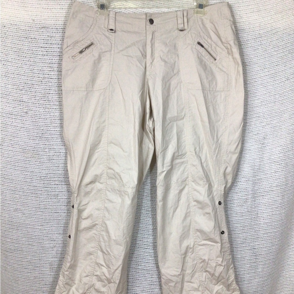 Venezia Pants with Roll Tab Cuffs Light Tan 18 Stretch